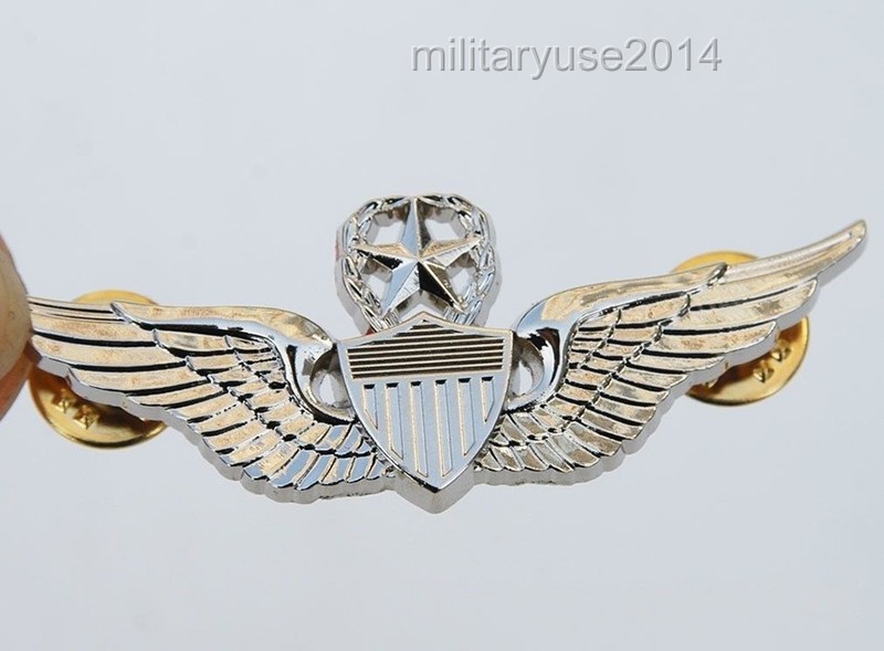 US Army Military Command Pilot Metal Wings Metal Badge Pin Color Silver gallery