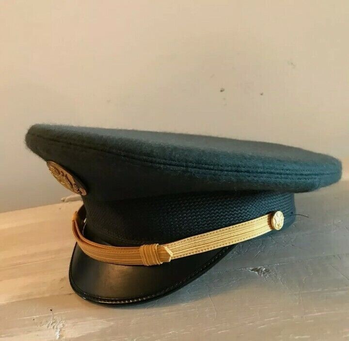 US Army NCO crusher uniform Visor Hat Dark green wool felt USAA gallery