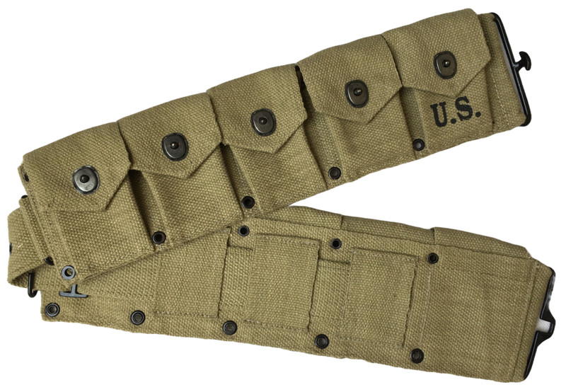 U.S. WWII Springfield M1 Garand 10 Pocket Canvas Ammunition Belt-OD GREEN gallery