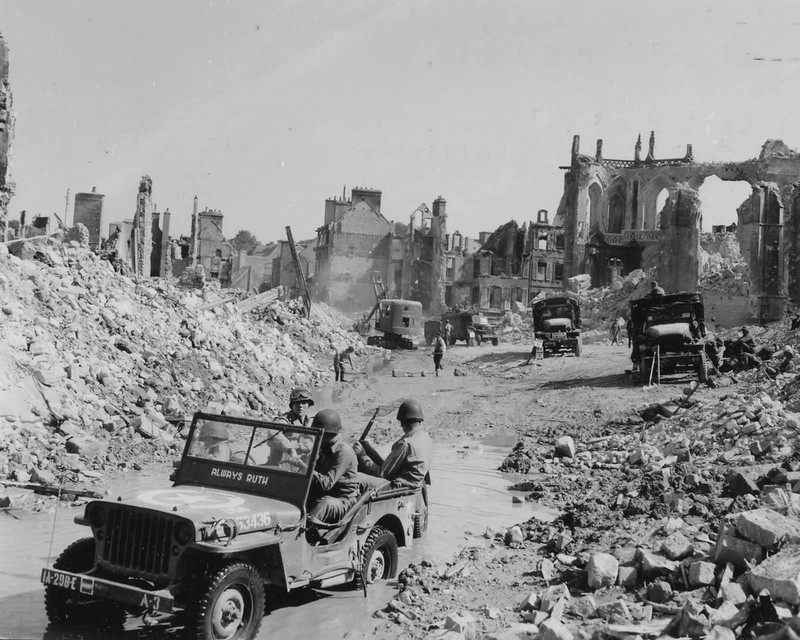WWII Photo Destroyed Town in France After D-Day Normandy World War 2 WW2 / 1179