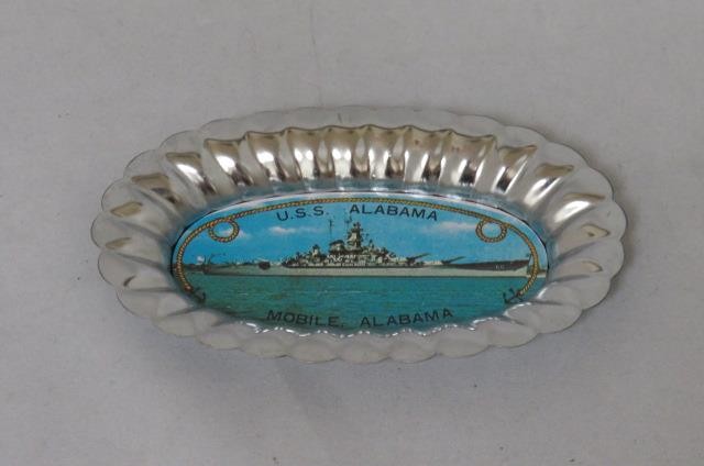 Vintage USS ALABAMA Mobile Alabama BB60 - Metal Ashtray Candy Dish Coin Key (EX) gallery