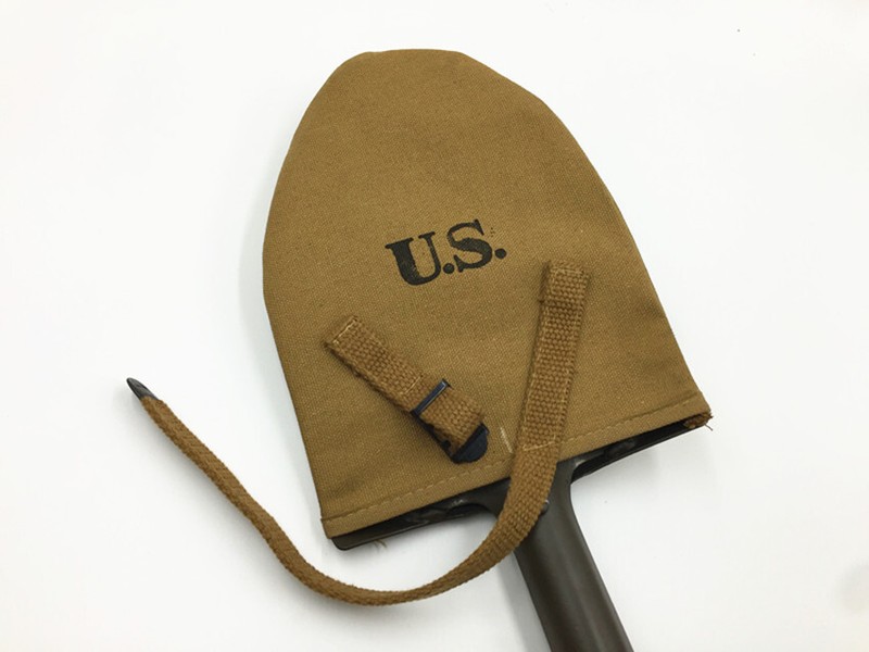 WW2 US STYLE M1910 T-HANDLE SHOVEL SPADE WITH CANVAS COVER POUCH (KHAKI) gallery