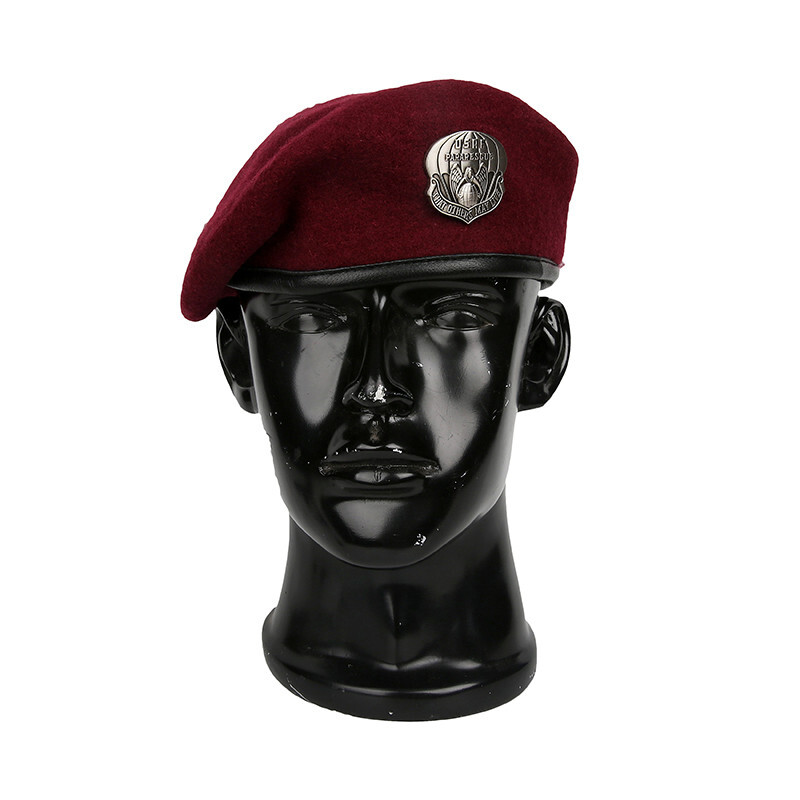 US AIR FORCE RESCUE TEAM GROUP RED WOOL BERET USAF AIRBORNE INSIGNIA 7-1/2