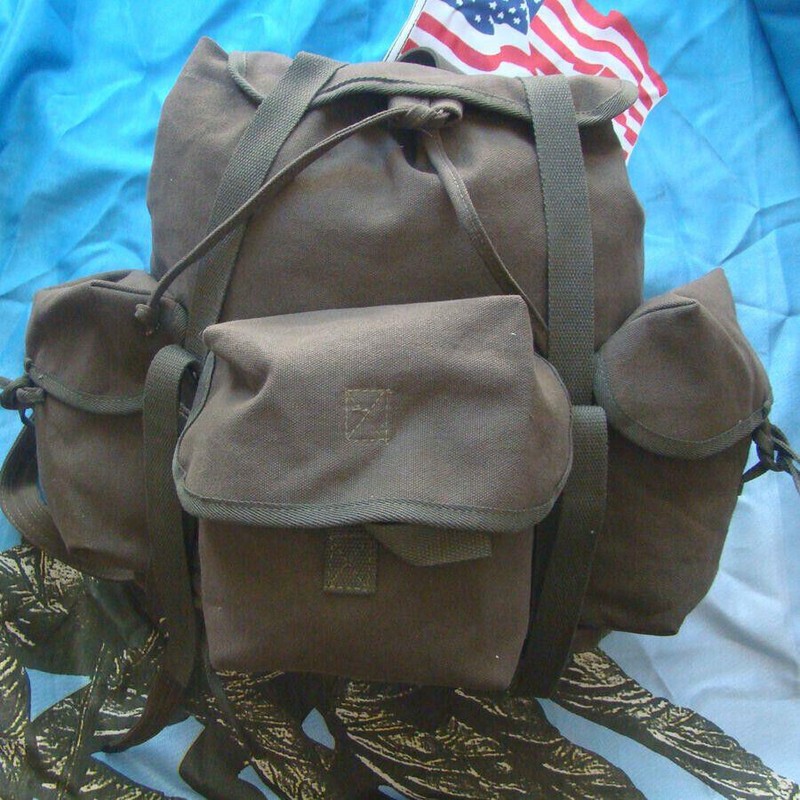 VIETNAM WAR US ARMY HAVERSACK CANVAS FIELD BAG ARMY BACKPACK LARGE GREEN POUCH