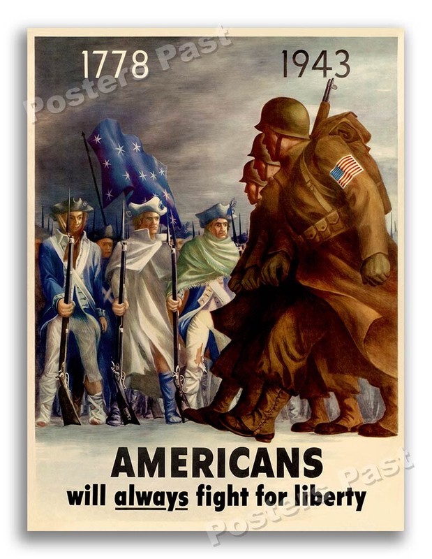 “Americans will always fight” 1943 Vintage Style World War 2 Poster – 24×32