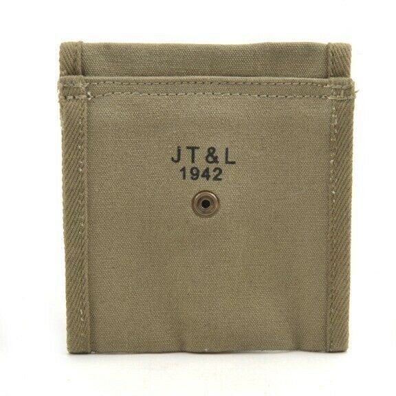 USGI WW2 .30 M1 CARBINE BUTTSTOCK TYPE POUCH KHAKI Dated 1942 gallery