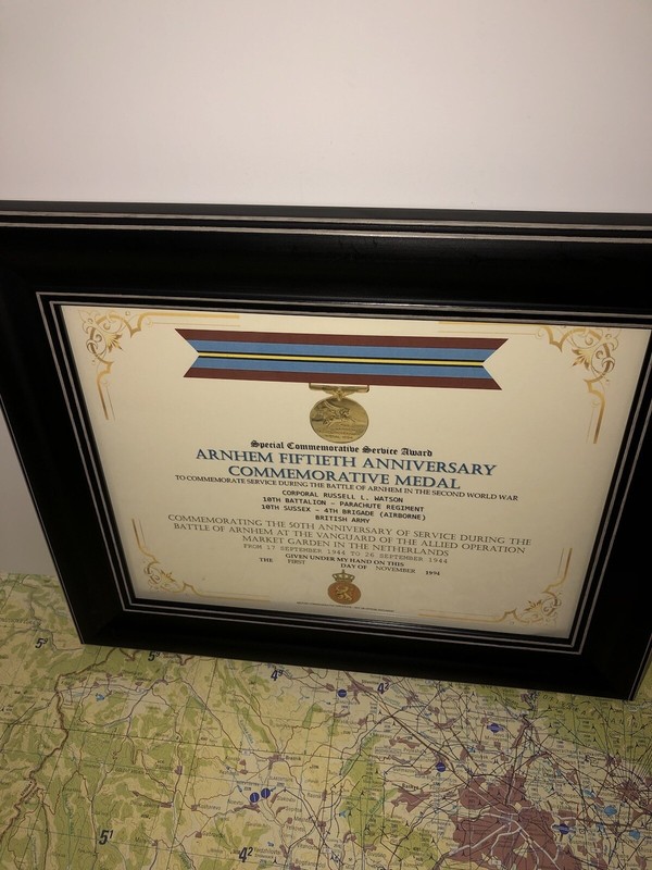 SCSA - ARNHEM 50TH ANNIVERSARY COMMEMORATIVE MEDAL CERTIFICATE ~ Type 1 gallery
