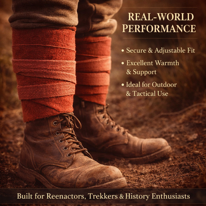 WW1 British Style Puttees M1910 US Army Leggings – Red Wool Wraps Reproduction gallery