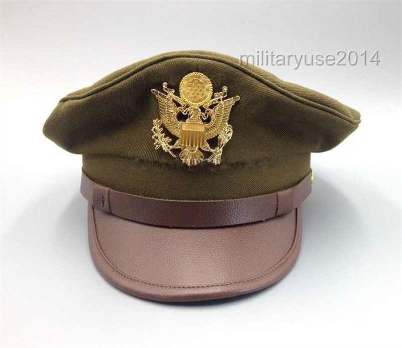 US Army Air Corps Force Military Hat XL Officer Wide Brim Eagle Badge Hat Cap gallery