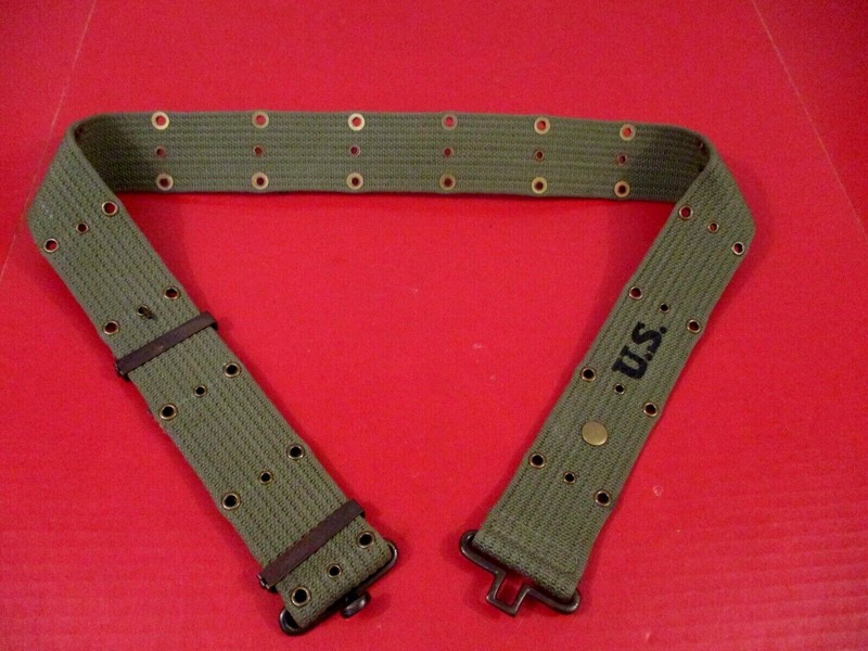 WWII US Army M1936 Pistol Web Belt – Dark OD Dtd 1944 – Up to 45″ Waist – Repro