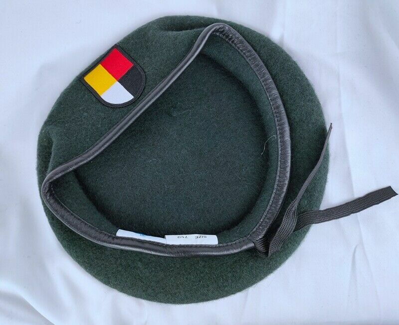 SIZE 7-3/8 US ARMY 3TH SPECIAL FORCES GROUP BLACKISH GREEN COLOR WOOL BERET CAP