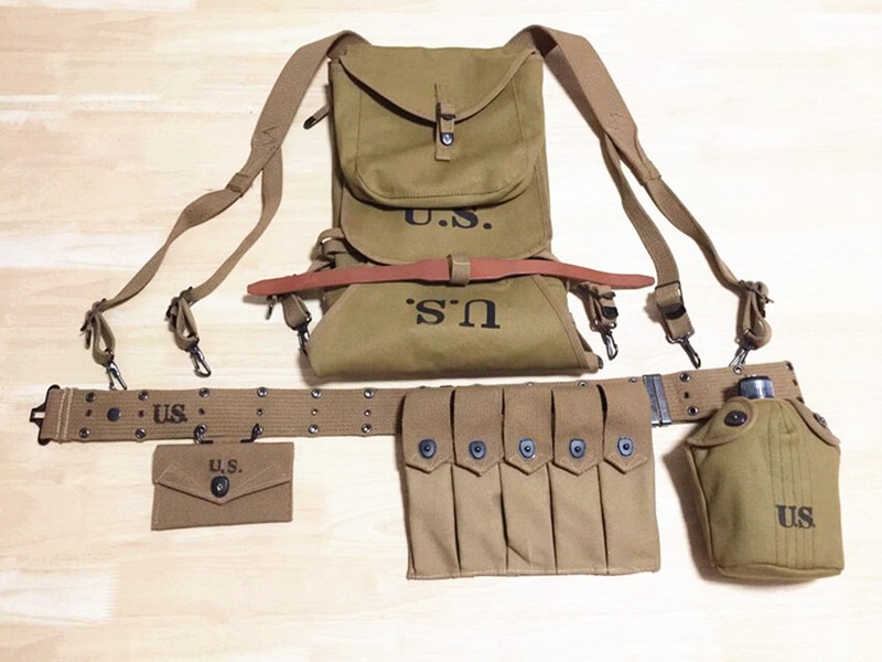 US ARMY MILITARY GEAR THOMPSON BAG BELT 1928 HAVERSACK CANTEEN SET