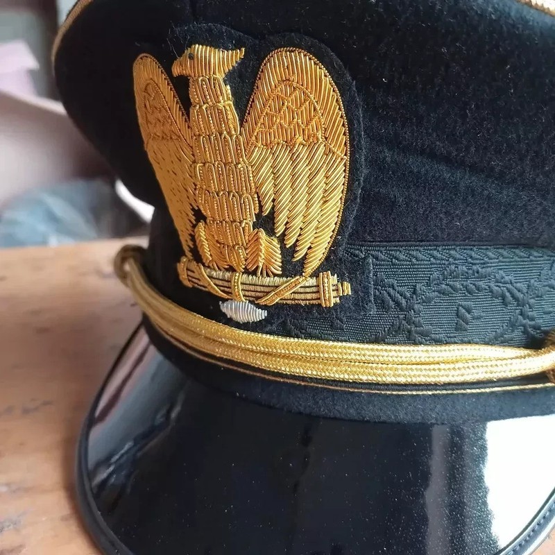 WW2 Italian Fascist Military Visor Cap M1895 Uniform Peak Officer Forage Hat gallery