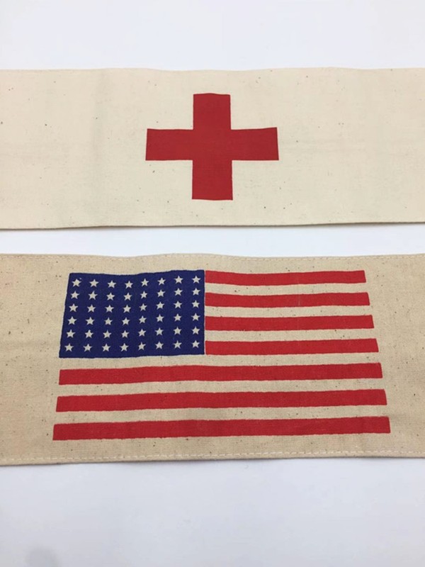 2PCS WWII US PARATROOPER FLAG ARM BAND & MEDIC MEDICAL RED CROSS SLEEVE BRASSARD gallery