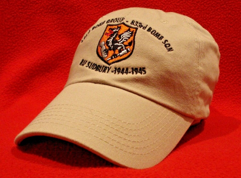 WWII B-17 B-24 486th Bomb Group / 833 Bomb Sqn RAF Sudbury, embroidered ball cap