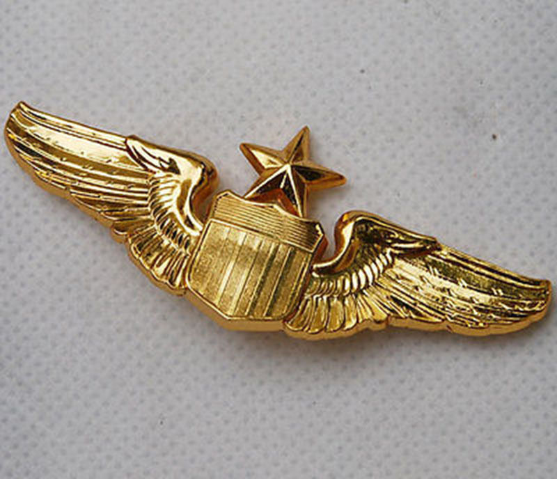 USAF US Air Force Senior Aviator Metal Wings Badge Pin Insignia Color Gold gallery