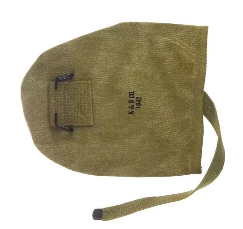 WW2 US M1910 T-Handle Entrenching Tool Long Shovel With Khaki Carrier Cover gallery