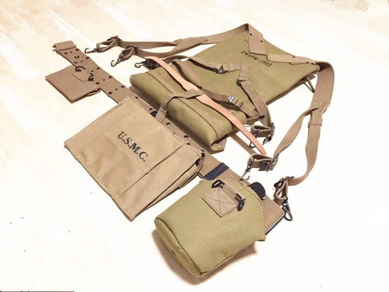 US ARMY MILITARY GEAR THOMPSON BAG BELT 1928 HAVERSACK CANTEEN SET gallery