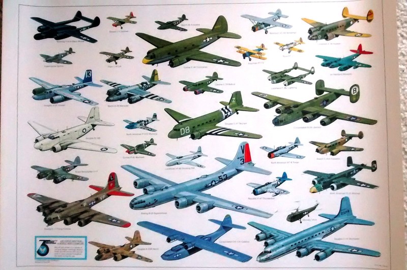 US Air Force Heritage 1982 Poster 35 Anniversary WW2 Air Plane Sampler 17 x 23 gallery