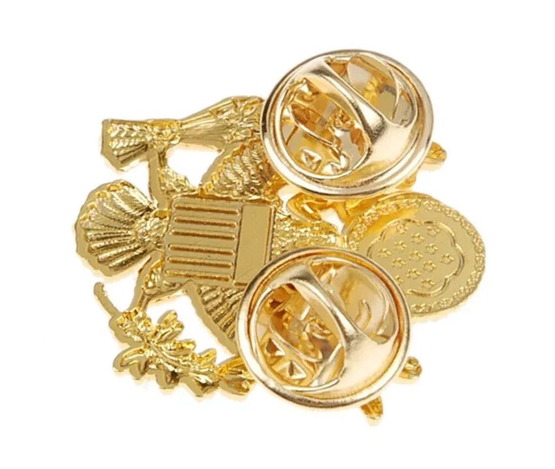 WWII US Army Officer Shoulder Eagle Small Badge Insignia Pin Gold gallery