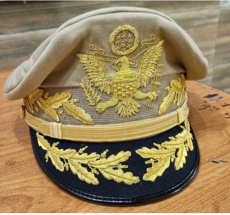 US Army Peak Cap General Douglas Macarthur's Uniform Military Khaki Hat gallery