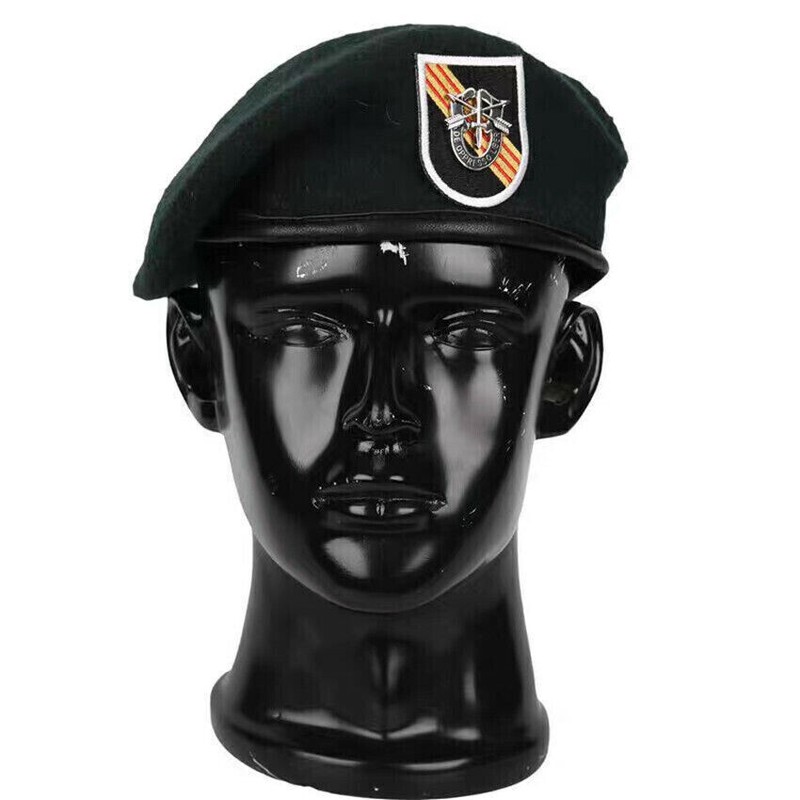 WAR US ARMY 5TH SPECIAL FORCES GROUP GREEN BERET WOOL HAT XL 7-1/2