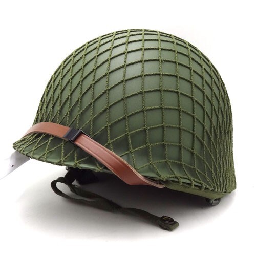 WWII WW2 US Army M1 Milirary Steel Helmet Green Seam America Helmet With Cover