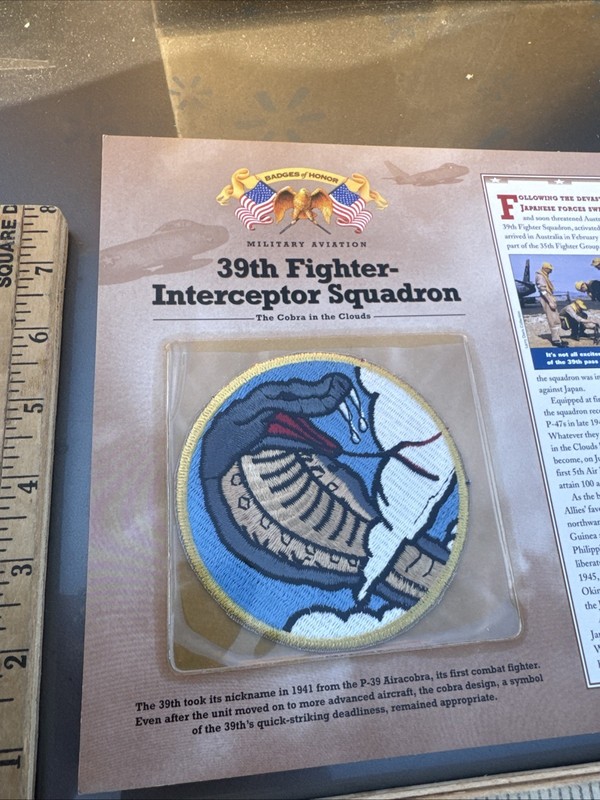 Air Force Patch & History on Card – 39th Fighter-Interceptor Squadron