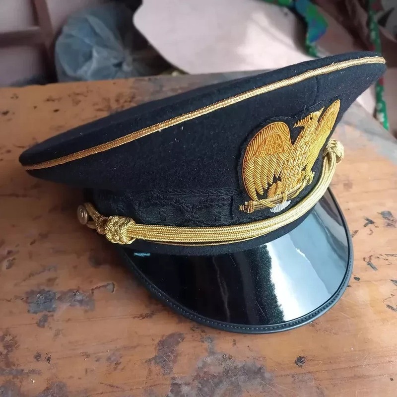 WW2 Italian Fascist Military Visor Cap M1895 Uniform Peak Officer Forage Hat gallery