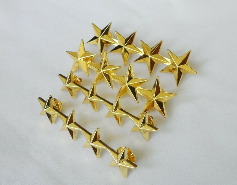 Military Officers 4 Golden Stars Rank insignia Badge Pin Shoulder Collar Badge