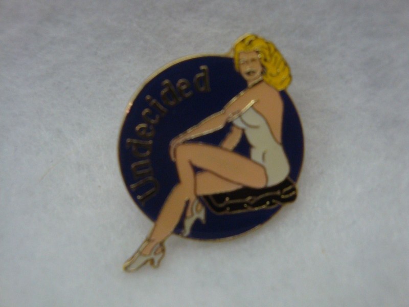 WORLD WAR II PIN-UP NOSE ART Cloisonne Pin UNDECIDED ~ AMERICAN AIRCRAFT WW2