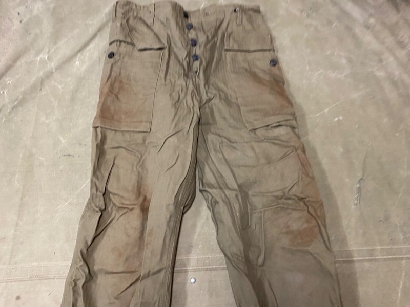 WWII US ARMY DARK SHADE HBT COMBAT FIELD TROUSERS- XSMALL 30 WAIST gallery
