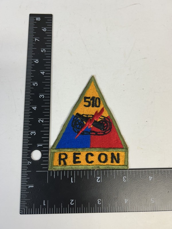 MH577 Repro WW2 US Army Patch 510th Tank Battalion with Tab “RECON” IR29D