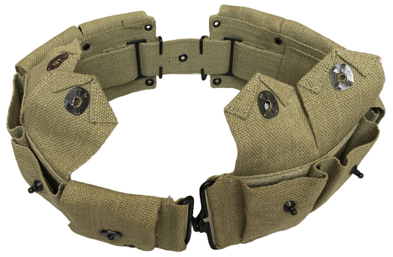WWII U.S. Army M1923 M1 Garand Rifle Cartridge 10 Pocket Canvas Belt-OD GREEN gallery