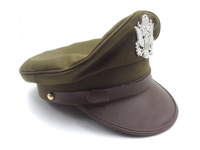 WW2 US Army Air Corps Officer Crusher Hat Military Cap & Silver Eagle Badge XL gallery
