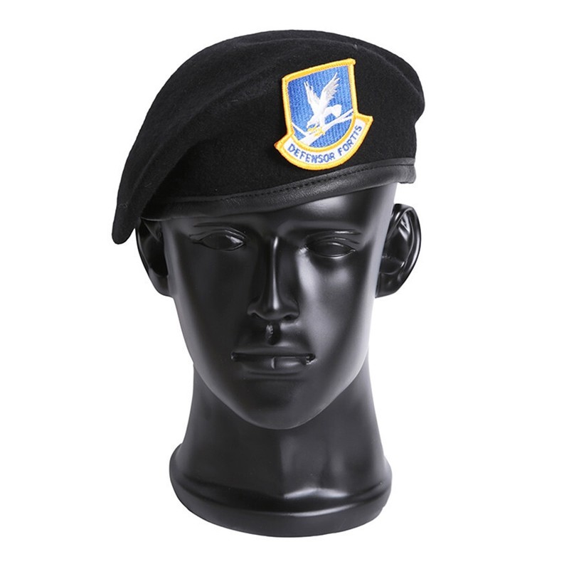 MIDNIGHT BLUE DEFENSOR FORTIS BERET US AIR FORCE USAF BLACK WOOL BERETS