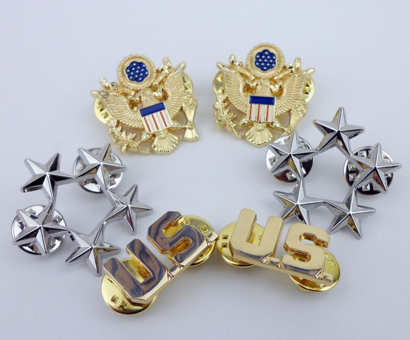 Set WWII US General of the Army Rank Badge U.S. Five Star Eagle Lapel Pins