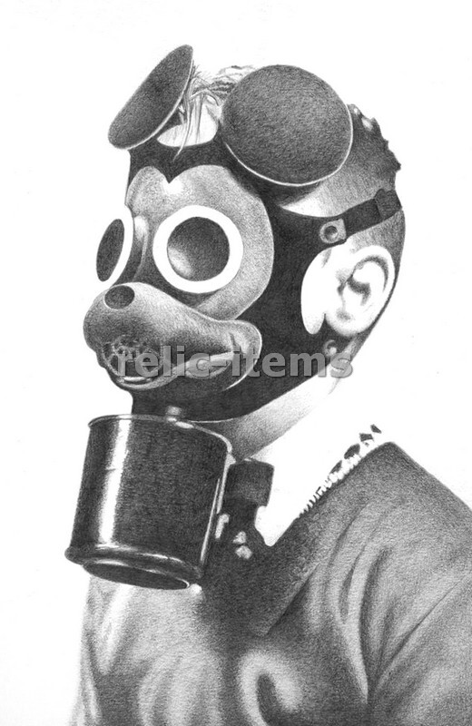 WW2 PICTURE PHOTO US MASK MICKEY MOUSE RESPIRATOR 6936