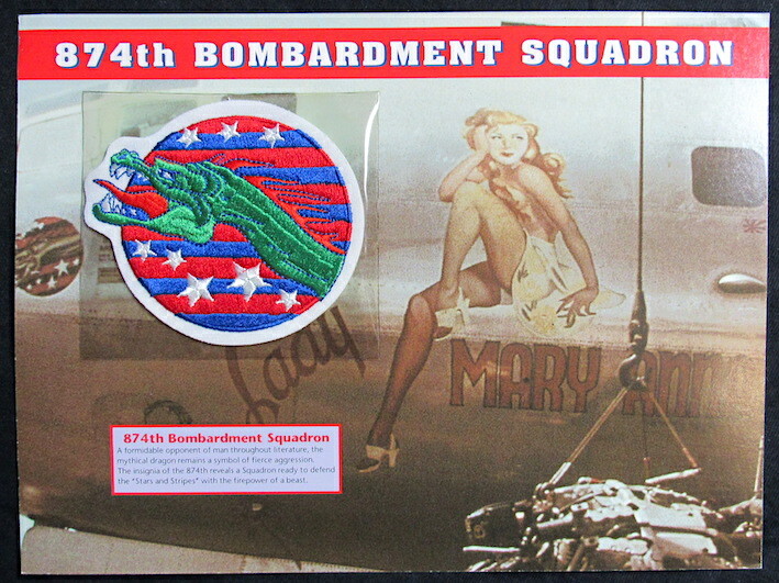 874th BOMBARDMENT SQUADRON ~ Willabee & Ward WWII AIR WAR PATCH ~ Lady Mary Anna