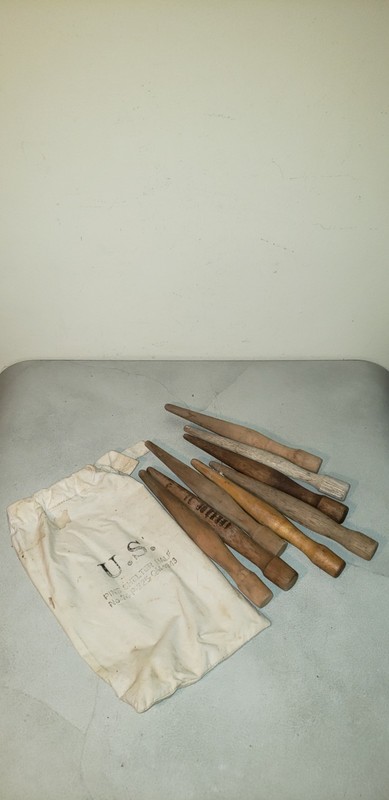 1943 WWII PINS Shelter Tent Half No.74-P 225 QM 1943 w 8 Wood Pins ?? FANTASY ??