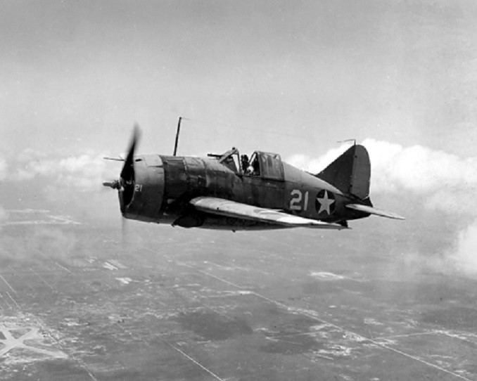 U.S. Navy Brewster F2A-3 Fighter in flight 8x10 WWII WW2 Air Craft Photo 718