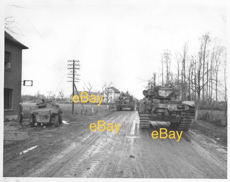 Dec 1944 US Signal Corps Reprint British Churchill tanks Geilenkirchen Germany