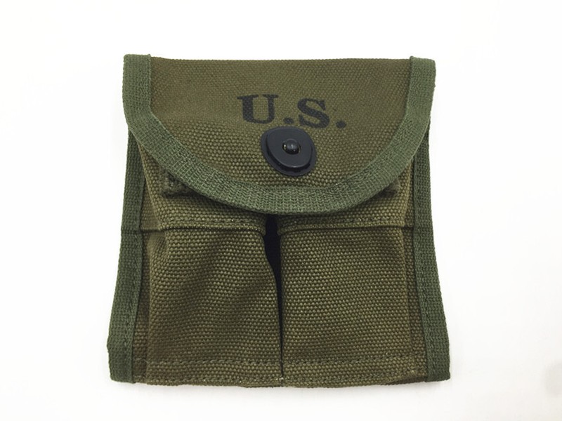 WWII US M1 CARBINE BUTTSTOCK TYPE CANVAS AMMUNITION MAGAZINE GREEN POUCH