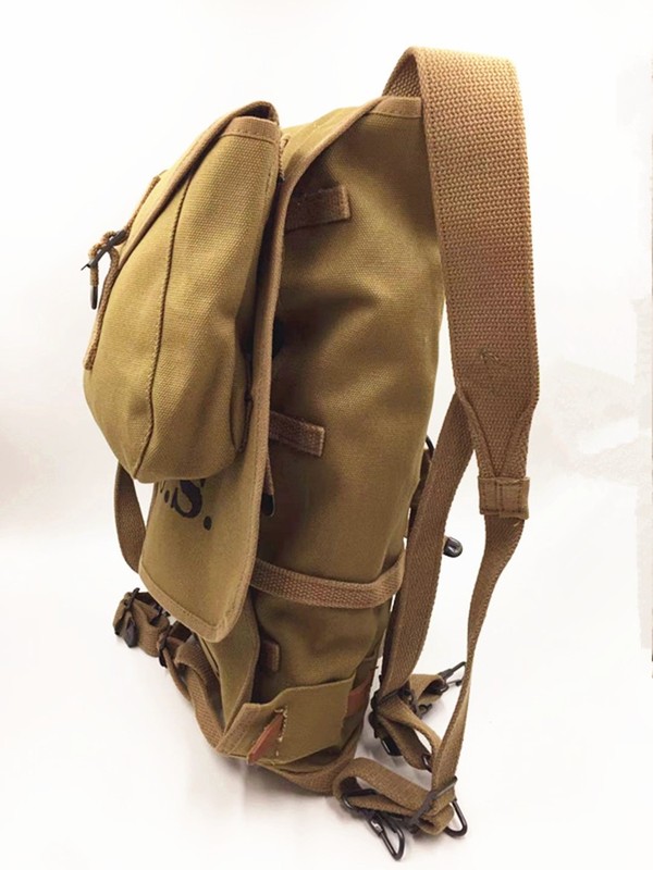 WWII WW2 US ARMY 1942 M1928 FIELD KNAPSACK BACKPACK & BELT COMBINATION SUIT gallery