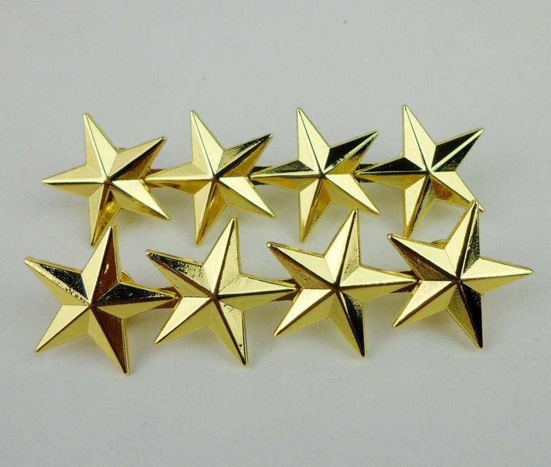 WWII WW2 A Pair Of US Army Officer 4 Stars General Rank Badges Pin Gold - US279 gallery