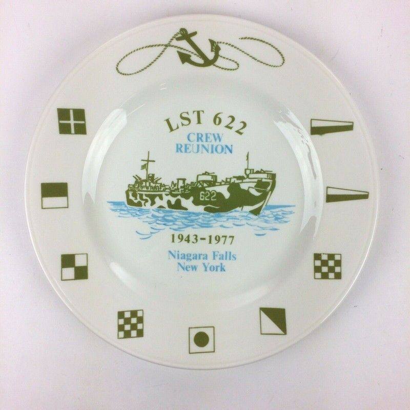 Vtg LST 1943-1977 WWII Crew Reunion Plate New York Naval Navy Tank Landing Ship