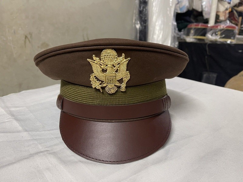US Army Air Corps Officer Crusher Hat Military Cap With Golden Eagle B gallery