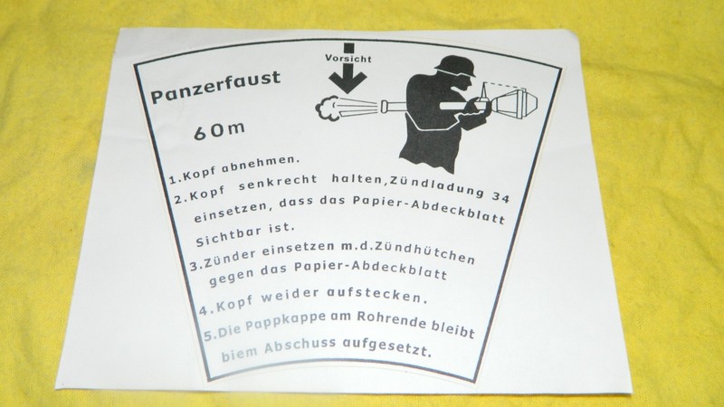 German WWII Panzerfaust 60 warhead decal