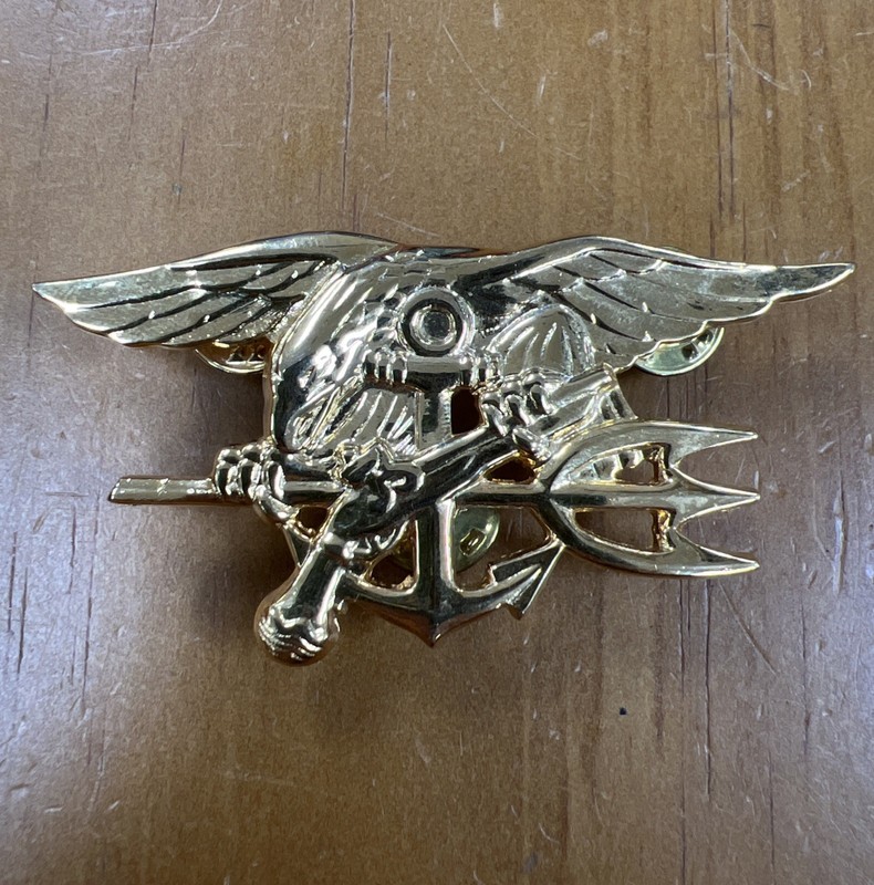 US Navy Seal Eagle Anchor Trident Mini Medal Uniform Insignia Badge Gold