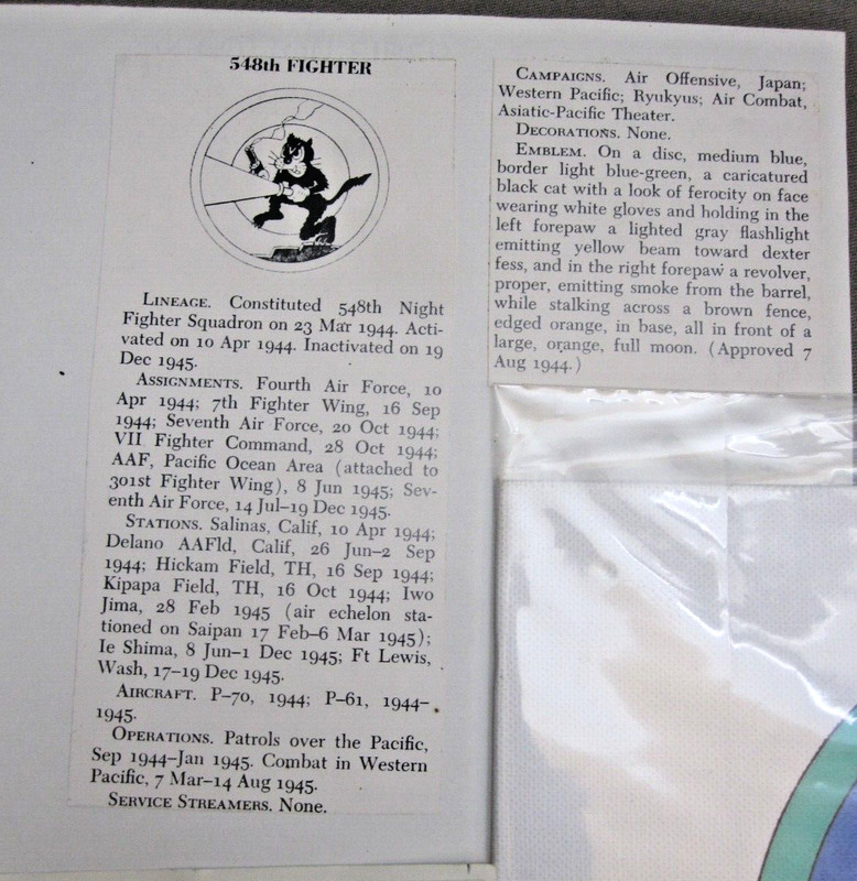 547th Fighter 1944-45 Copies of Flight Records & Painted Patch on Canvas 1992 gallery